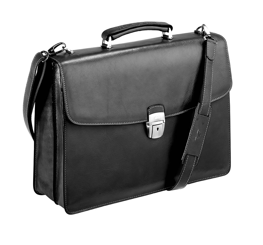 Real Leather Briefcase - Premium Quality Italian Leather  - Black
