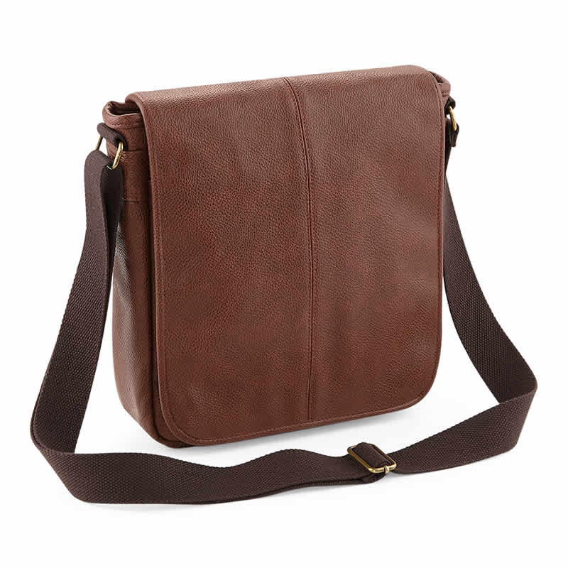 Full grain leather-look NuHide™ PU Messenger Bag - TAN/BROWN - Jehovah ...