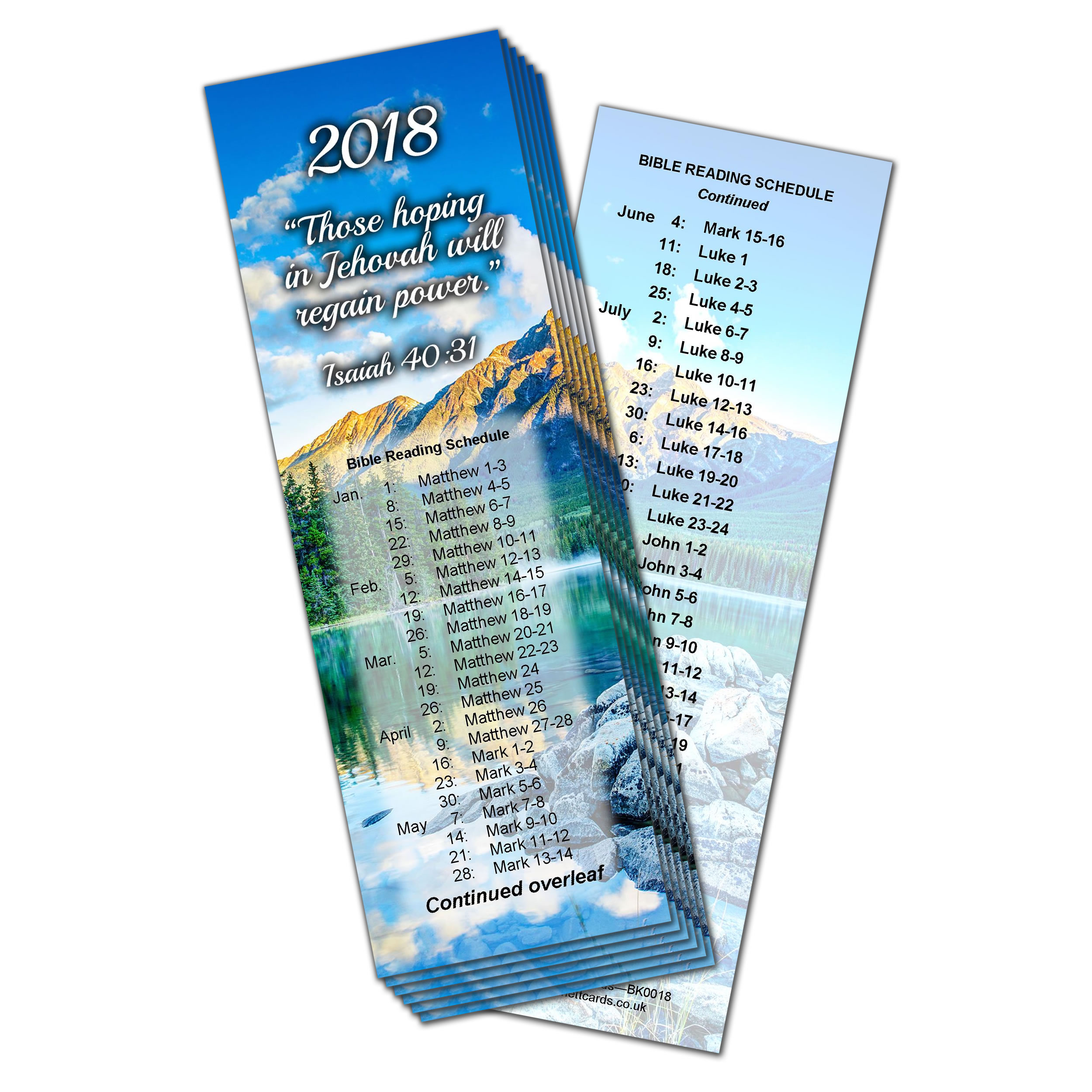 2018 Bible Reading Bookmarks Pack of 10 Jehovah's