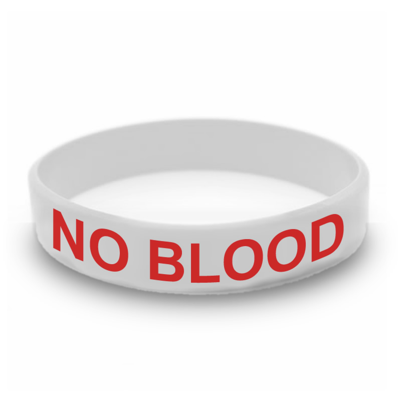 No Blood Silicone Wristband  - White
