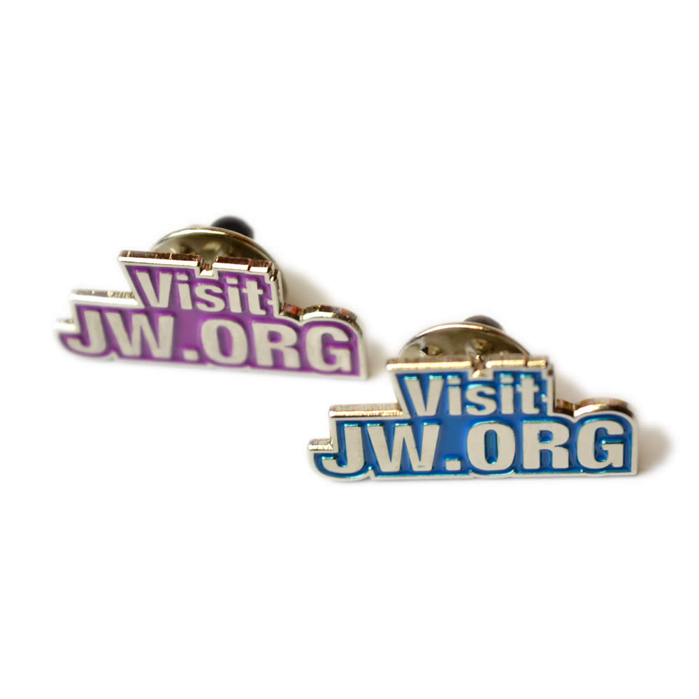 Metal Pin Badge - Visit JWORG - Embossed Metal  - Pack of 10 - Purple