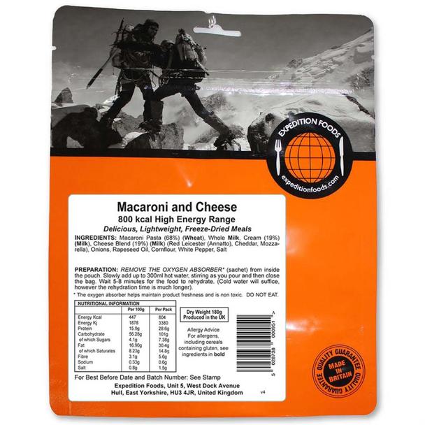 Expedition Foods Freeze Dried High Energy Meal Range   - Macaroni and Cheese