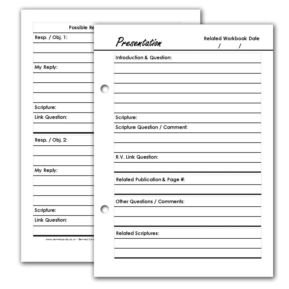 INSERTS - Presentation Planner - Pack of 20 