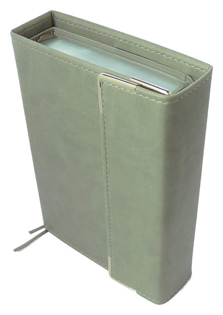 Premium Deluxe Grey PU Leather 2013 Bible Cover - Magnetic Flap Closure 