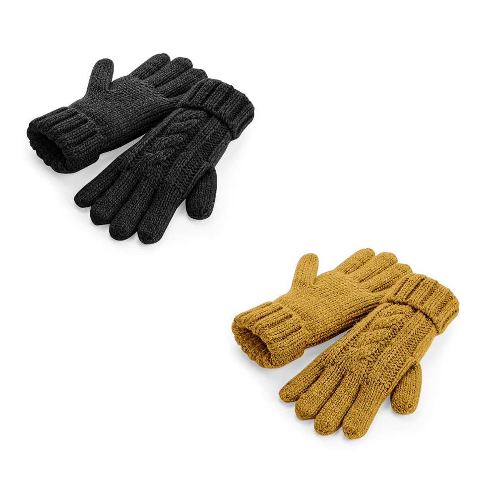 Cable Knit Melange Gloves 