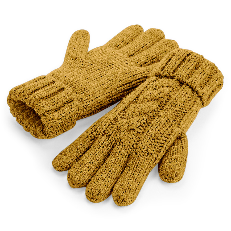 Cable Knit Melange Gloves  - MUSTARD - SMALL MED