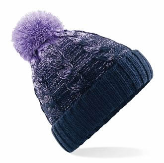 Knitted Fully Shearling Lined Ombre Hat 