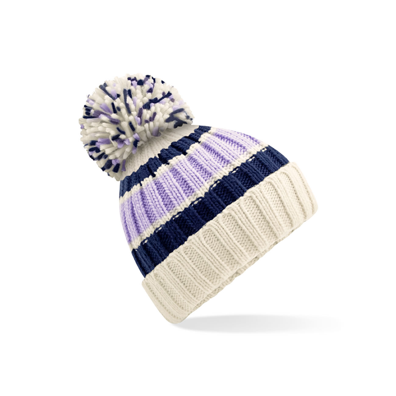 Hygge Stripe Fully Fleeced Lined Beanie  - BLUEBERRY CHEESECAKE