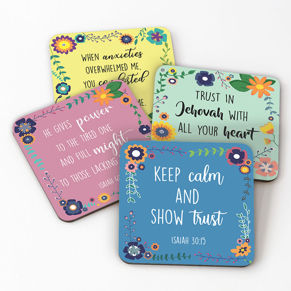 Set of 4 Hard Coasters - Floral 