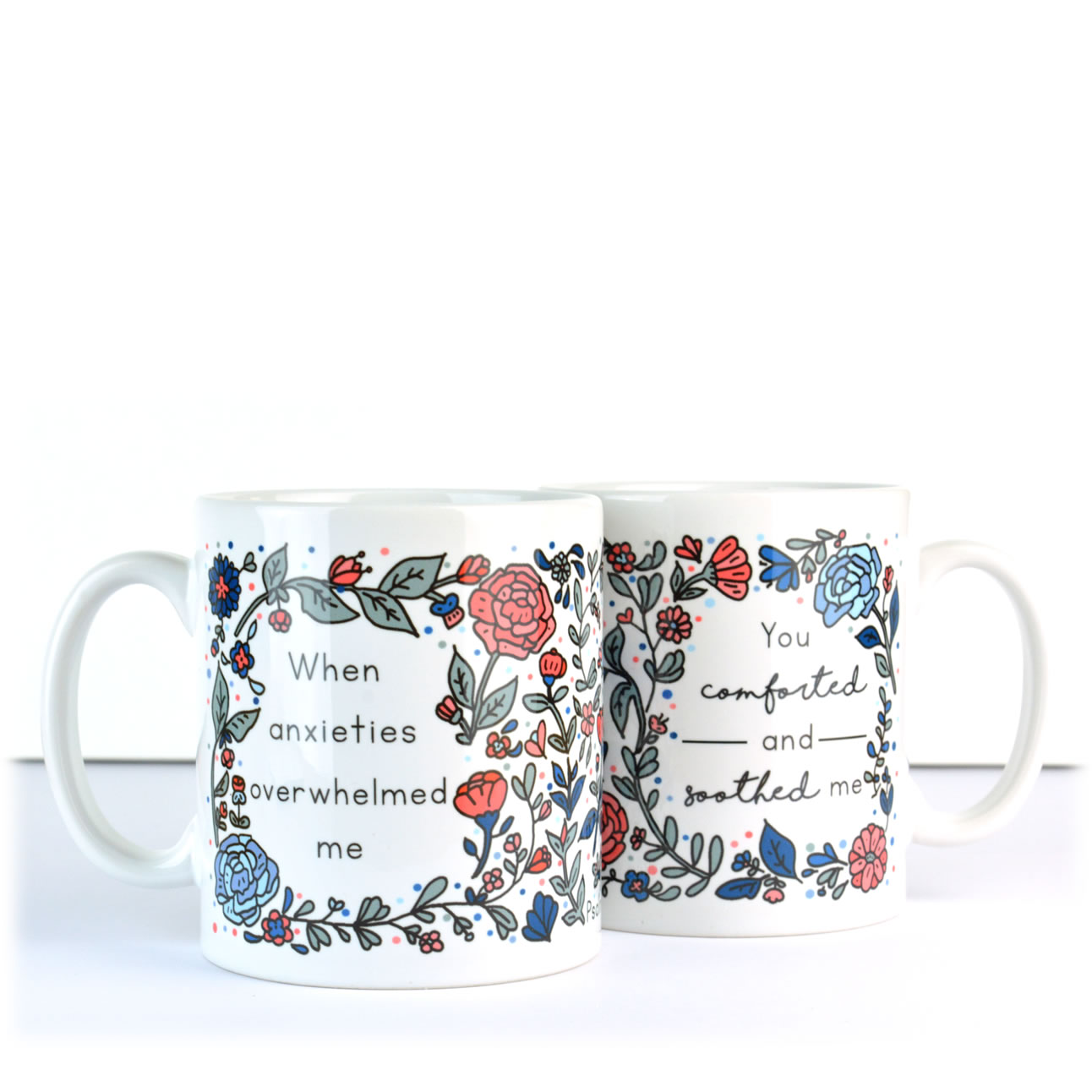 Floral JW Mug - Psalm 94v19  - Single Mug