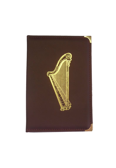 LEATHER COVER - SMALL SONG BOOK- HARP  - Burgundy
