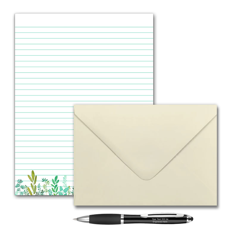 Letter Writing Set - Design #2  - Notepad + 50 Envelopes + Pen