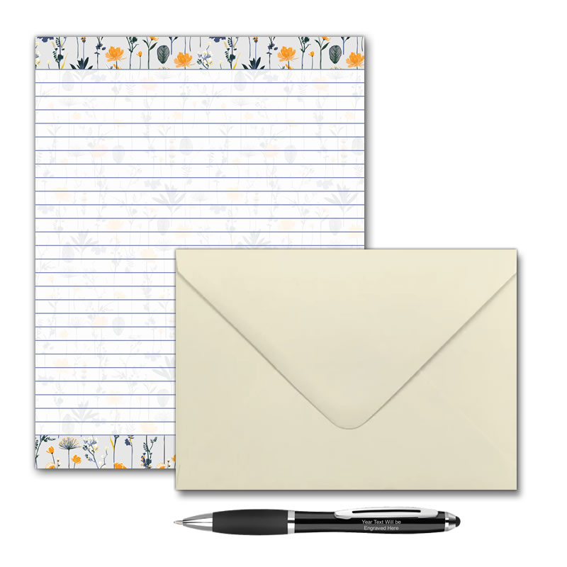 Letter Writing Set - Design #3  - Notepad + 50 Envelopes + Pen