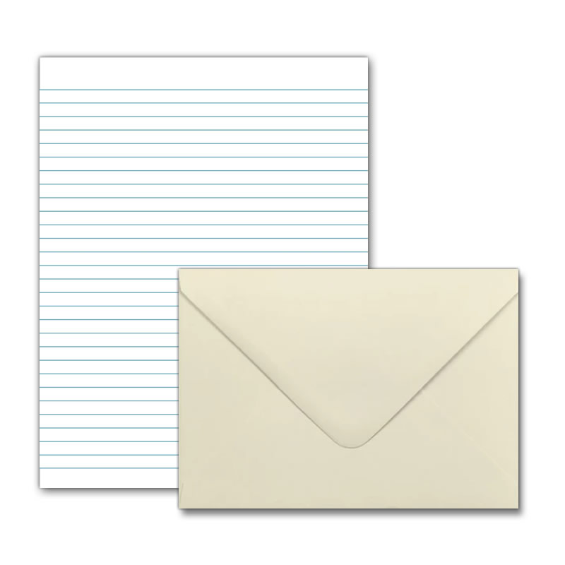 Letter Writing Set - Plain Lined  - Notepad + 50 Envelopes