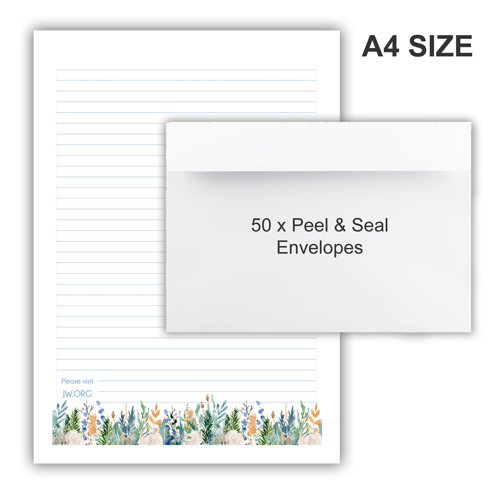 A4 Letter Writing + Peal & Seal Envelopes - Design #1  - Notepad + 50 Envelopes