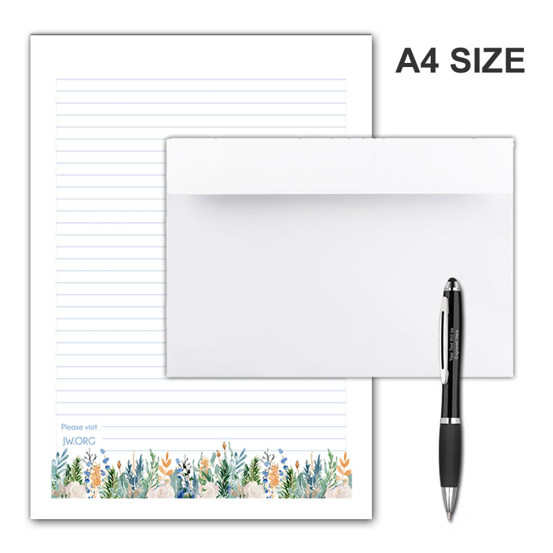 A4 Letter Writing Pad or Set - Design #1  - Notepad + 50 Envelopes + Pen