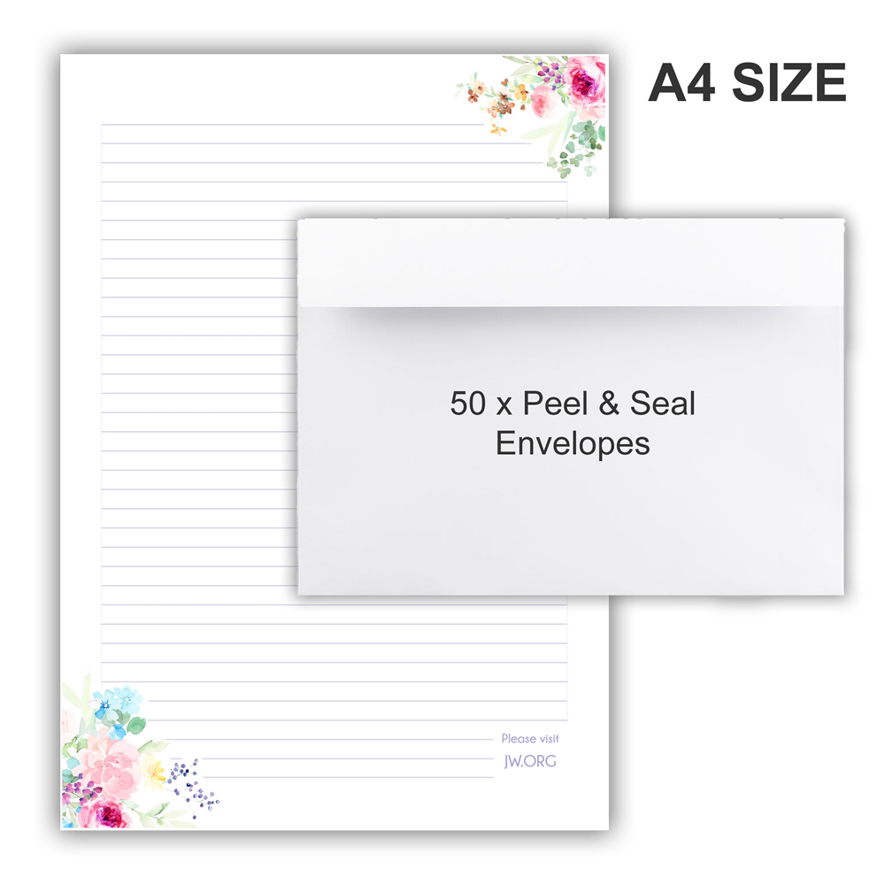 A4 Letter Writing + Peal & Seal Envelopes - Design #6  - Notepad + 50 Envelopes