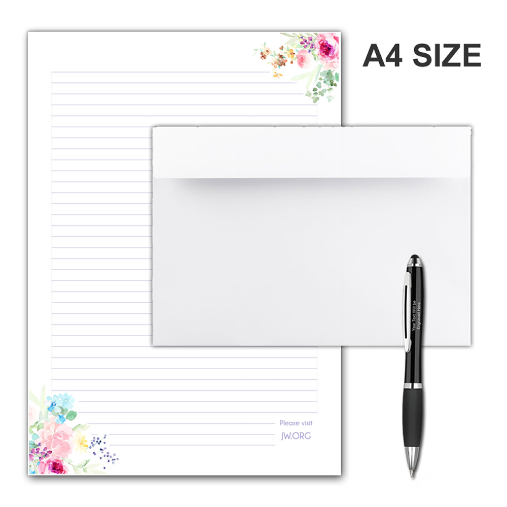 A4 Letter Writing Pad or Set - Design #6  - Notepad + 50 Envelopes + Pen