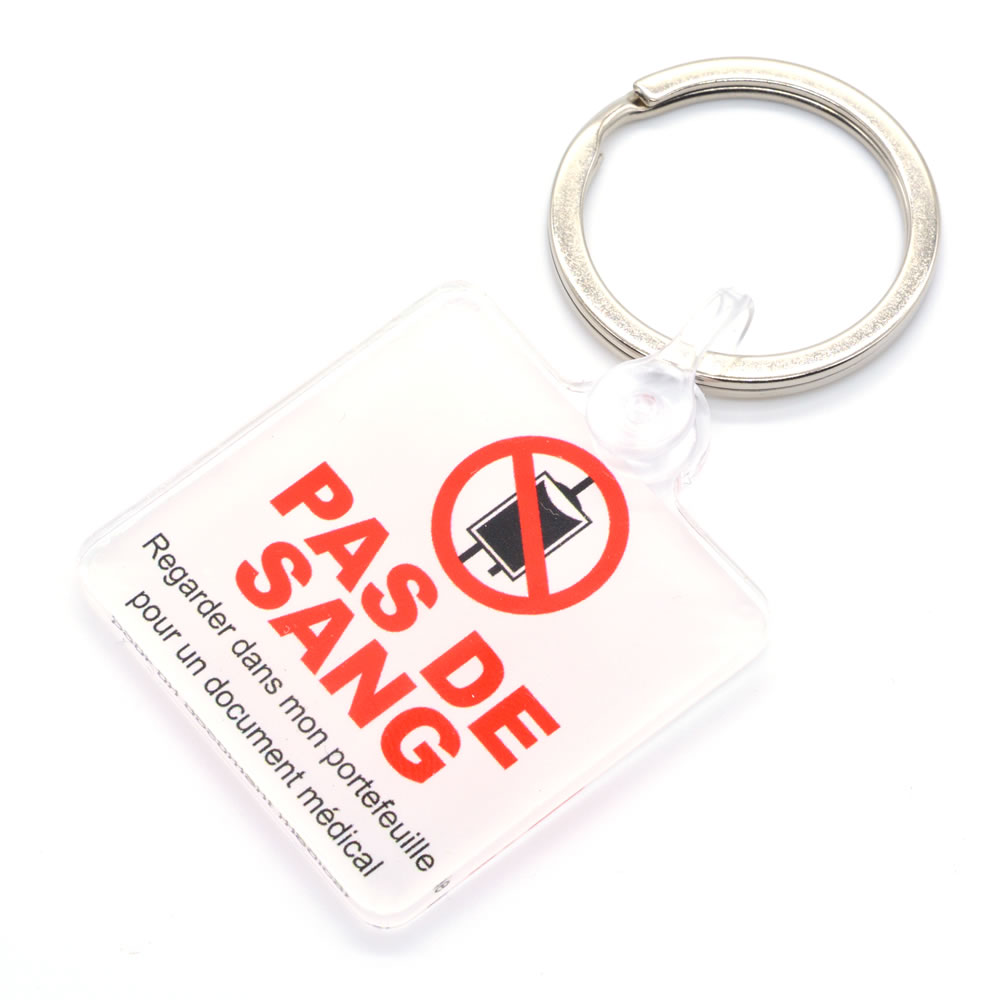 No Blood Key Ring Fob French  - French