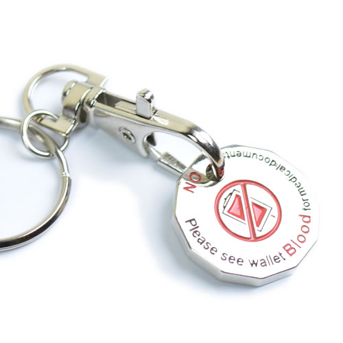 No Blood Metal Key Ring Coin Trolley Token 