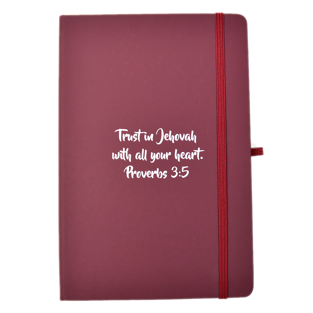 A5 Soft Feel Notebook Proverbs 3:5  - Burgundy