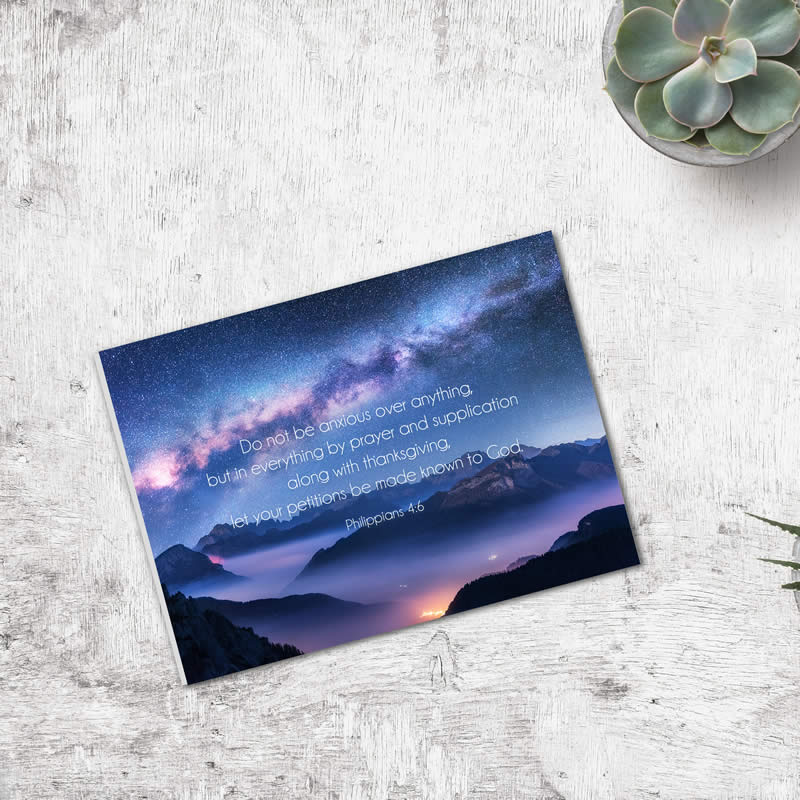 Postcard Gift Framing Print - Night Sky - Do not be anxious - Philippians 4:6  - Pack Size