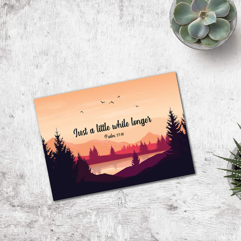 Postcard Gift Framing Print - Orange Sky - Just a little while longer - Psalm 37:10  - Pack Size