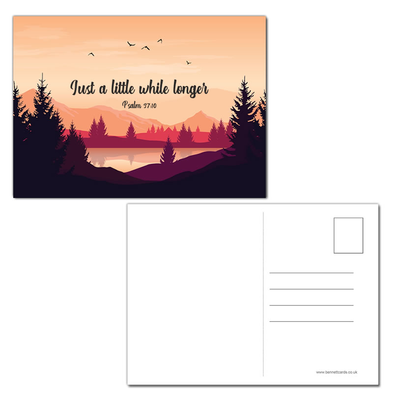 Postcard Gift Framing Print - Orange Sky - Just a little while longer - Psalm 37:10  - Single Postcard