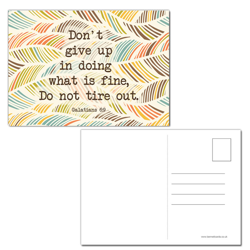 Postcard Gift Framing Print - Yellow Pattern - Dont give up - Galatians 6:9  - Pack of 5
