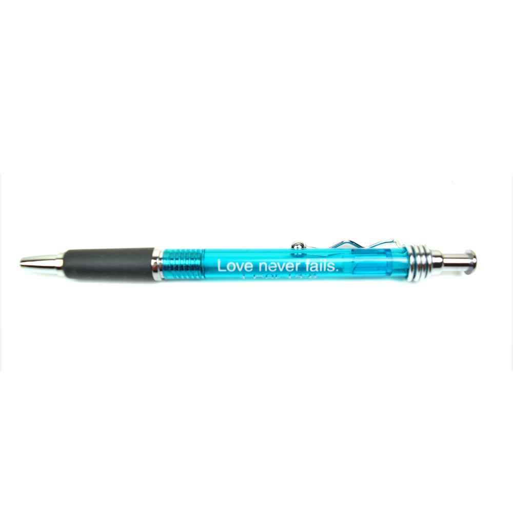 TEAL - Squiggle Pen - 1 Cor 13:8  - Teal
