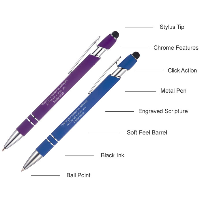 Soft Feel Stylus Pen Psalm 55:22 