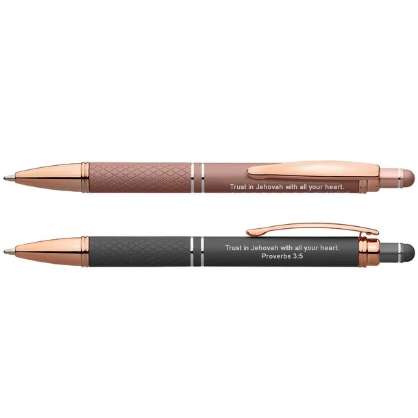 Metal Mineral Pen with Rose Gold Trim Proverbs 3:5 
