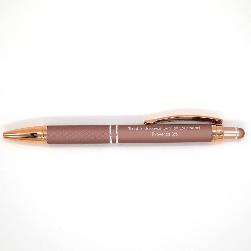 Metal Mineral Pen with Rose Gold Trim Proverbs 3:5  - ROSE GOLD