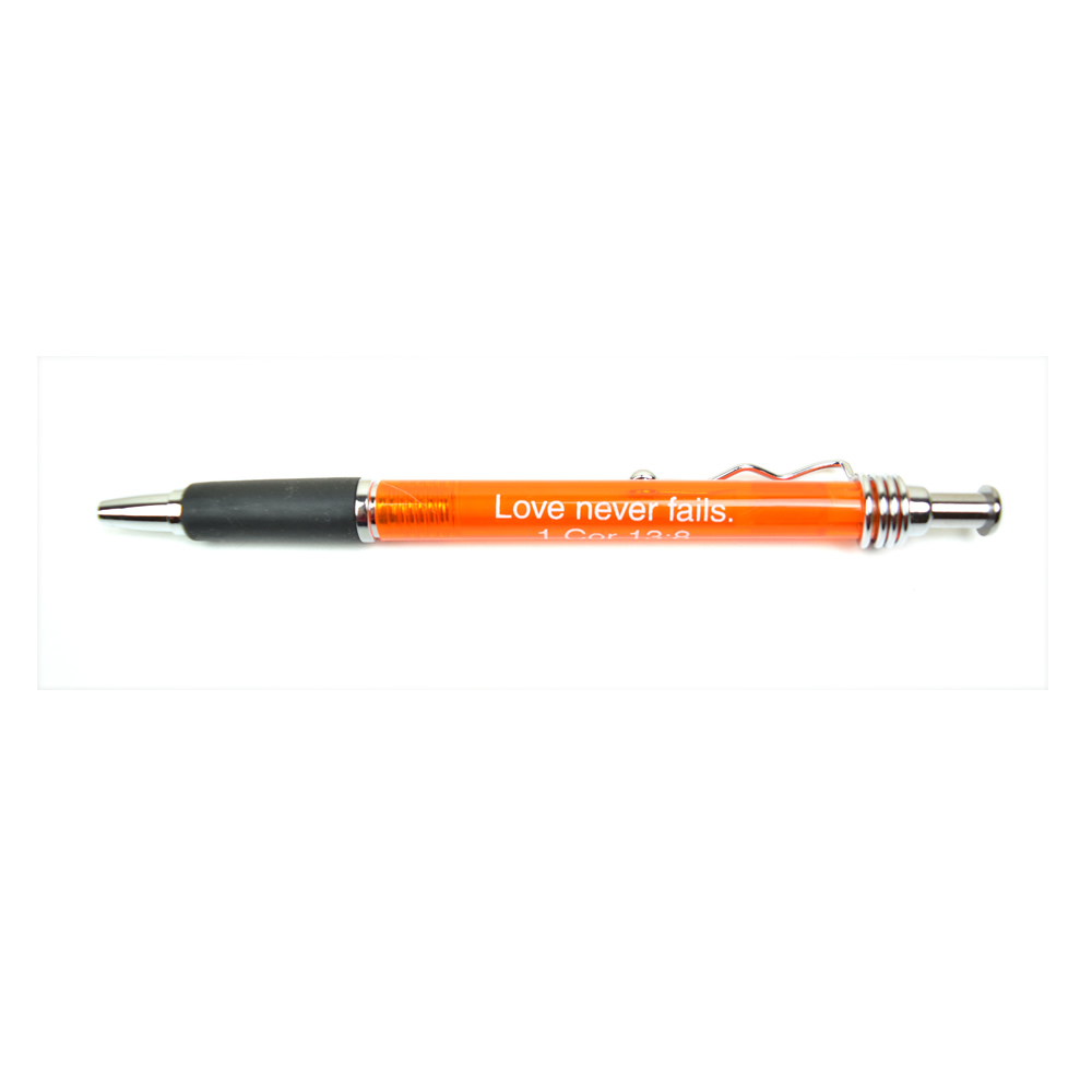 Squiggle Pen 1 Cor 13:8  - Orange