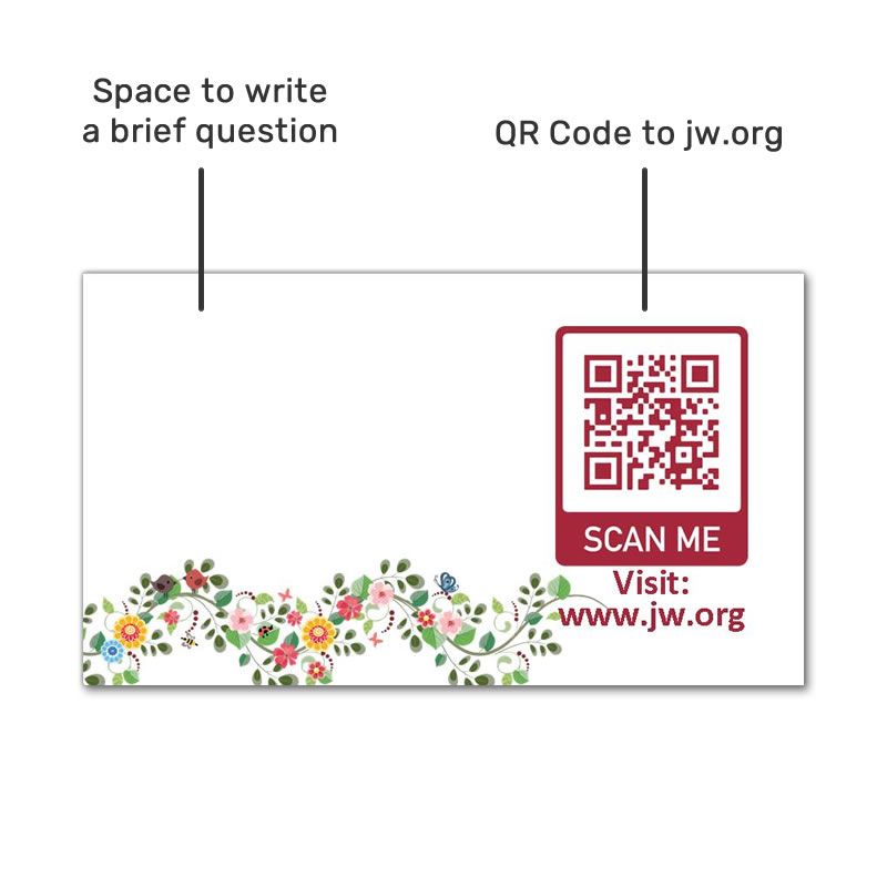60 Stickers - JW.ORG QR Code  - Red with Flowers x 60