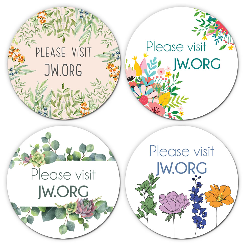 Mix of 112 Gloss Stickers - Round JW.ORG  - Mix of All Designs